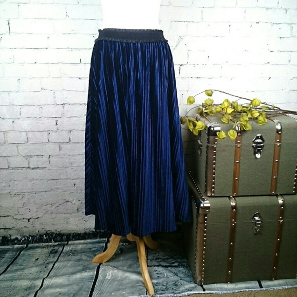 Laundry Shelli Segal Velvet Pleated Maxi Skirt - Picture 1 of 9